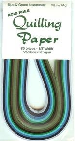 Quilling Strips in Blues and Greens